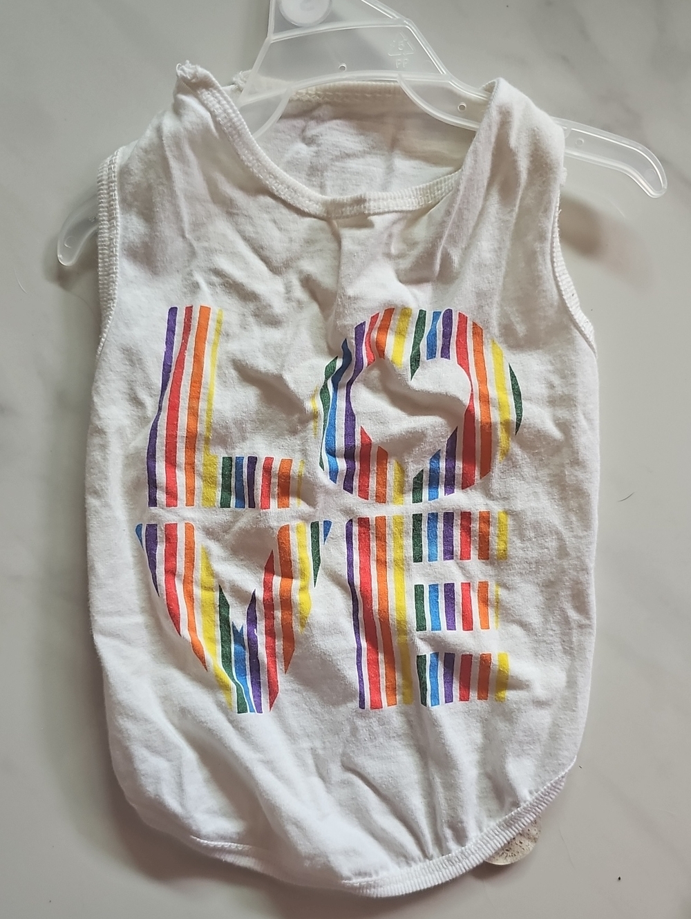 Sleeveless 'LOVE' Rainbow Stripe Doggy Tank Top